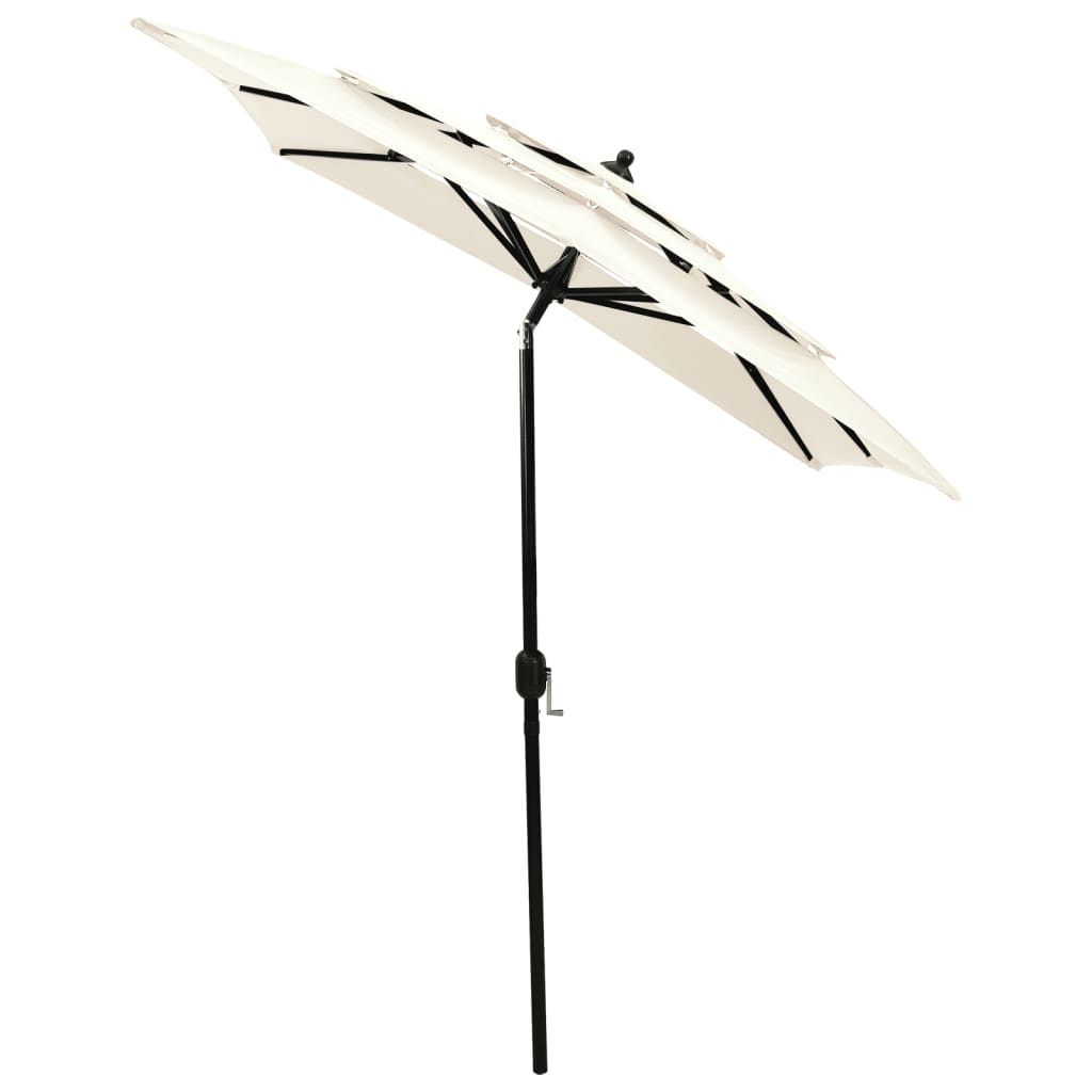 vidaXL Umbrelă de soare 3 niveluri, stâlp de aluminiu, nisipiu, 2x2 m
