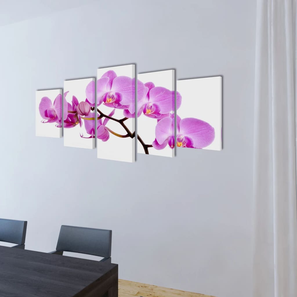 Set tablouri de perete cu imprimeu orhidee, 200 x 100 cm