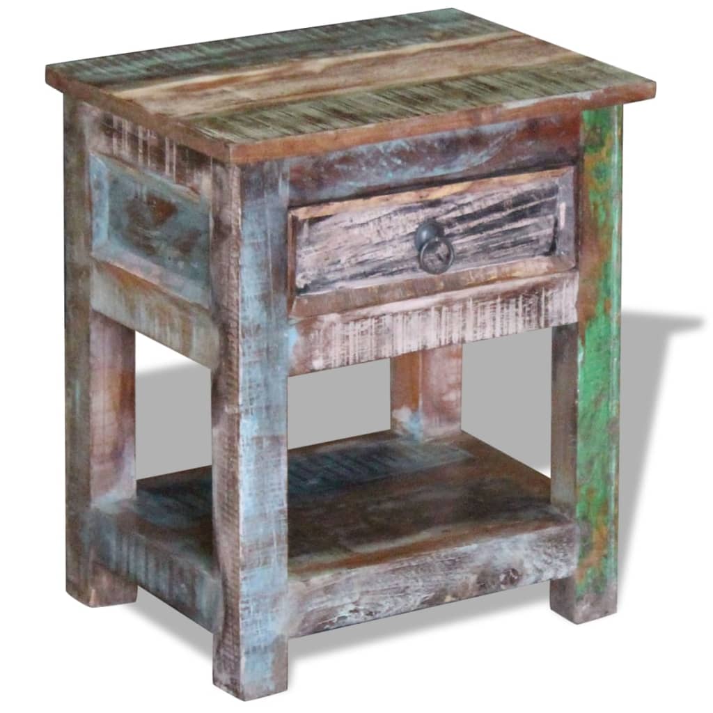 vidaXL Masă laterală cu un sertar, 43x33x51 cm, lemn masiv reciclat