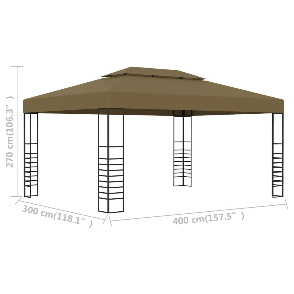 vidaXL Pavilion de grădină, gri taupe, 3 x 4 m, 180 g/m²