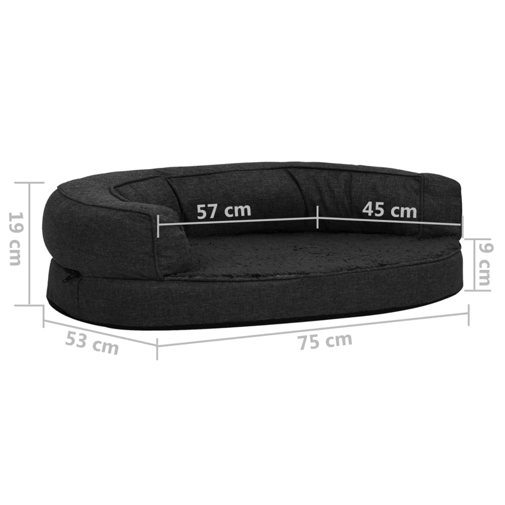 vidaXL Saltea ergonomică pat de câini negru 75x53 cm aspect in/fleece