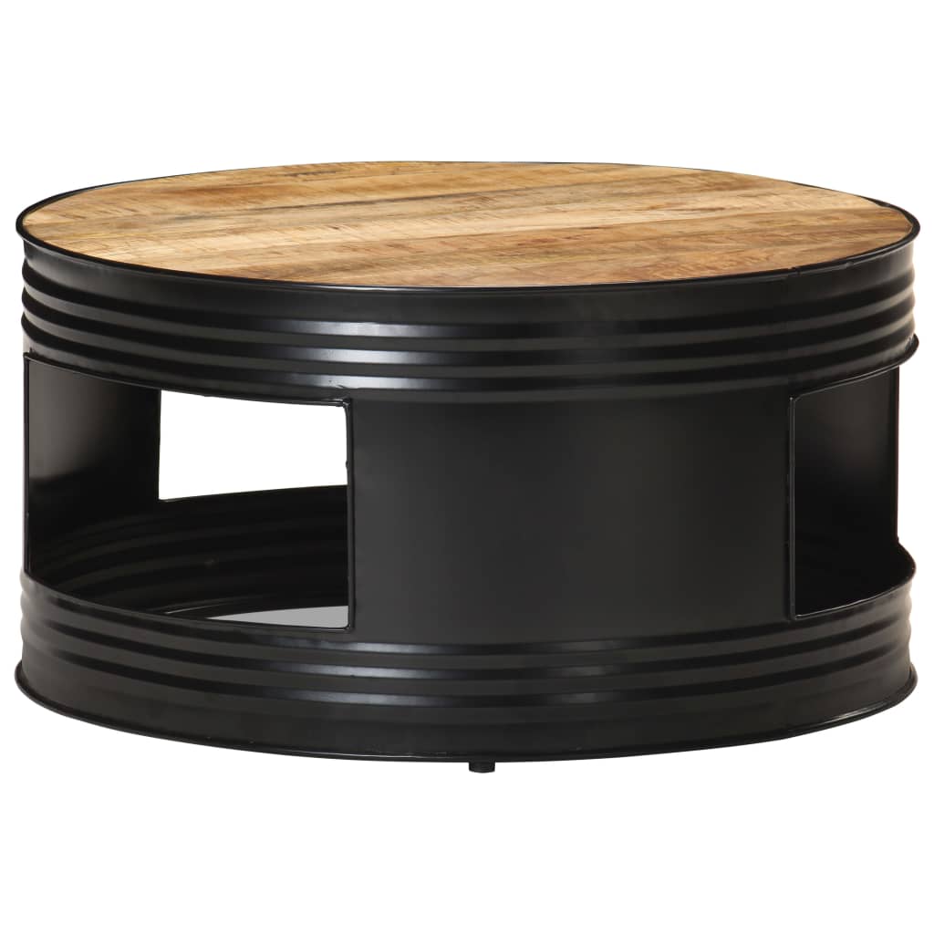 vidaXL Măsuță de cafea, negru, 68x68x36 cm, lemn masiv brut de mango