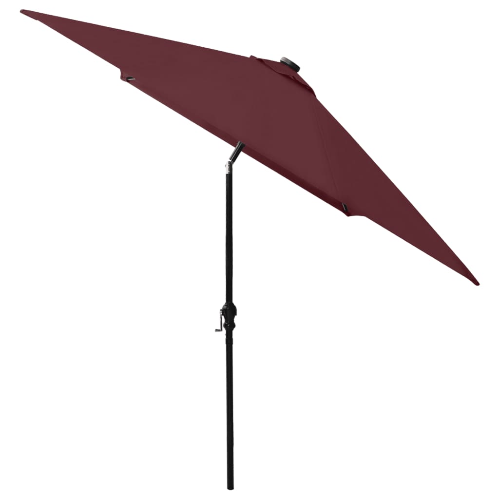 vidaXL Umbrelă de soare cu stâlp din oțel & LED-uri, roșu bordo, 2x3 m