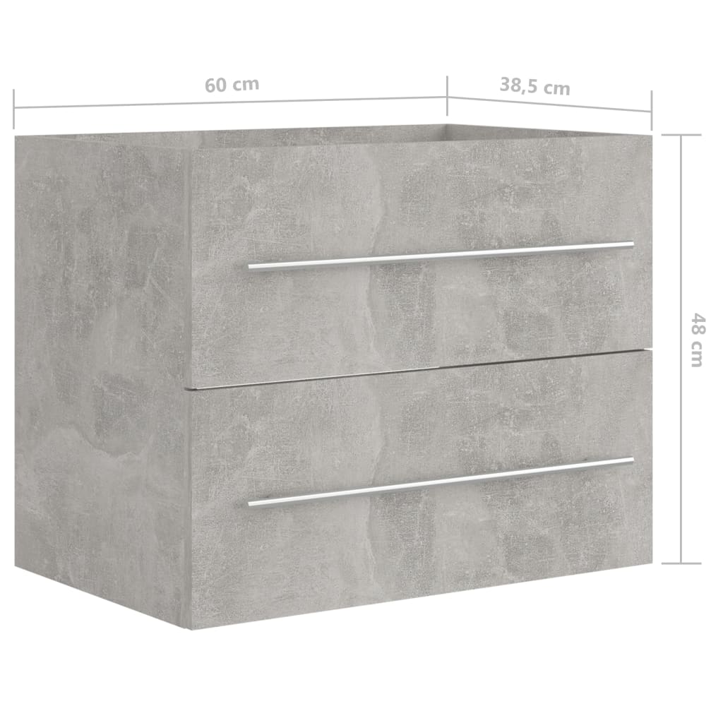 vidaXL Dulap de chiuvetă, gri beton, 60x38,5x48 cm, PAL