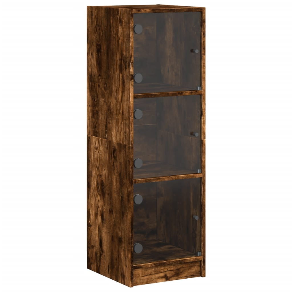 vidaXL Dulap cu uși din sticlă, stejar fumuriu, 35x37x109 cm