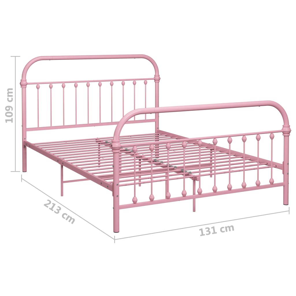 vidaXL Cadru de pat, roz, 120 x 200 cm, metal