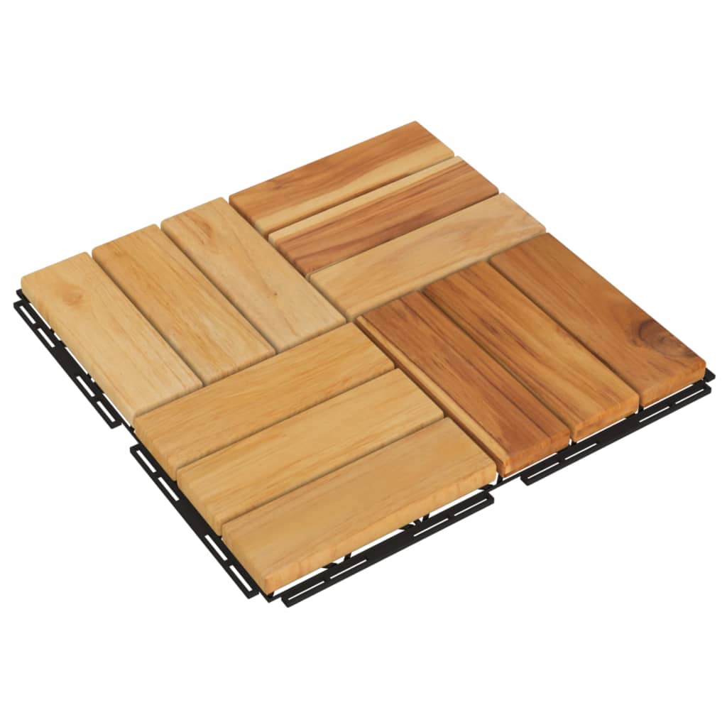 vidaXL Plăci de pardoseală, 10 buc., 30x30 cm, lemn masiv de tec