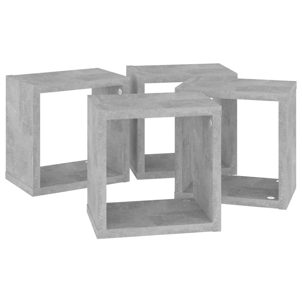vidaXL Rafturi de perete cub, 4 buc., gri beton, 22x15x22 cm