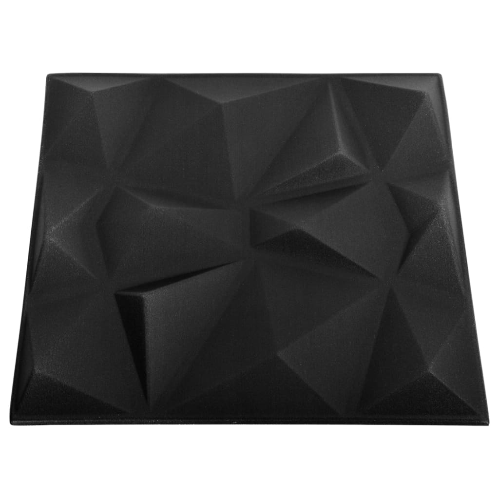 vidaXL Panouri de perete 3D 24 buc. negru 50x50 cm model diamant 6 m²