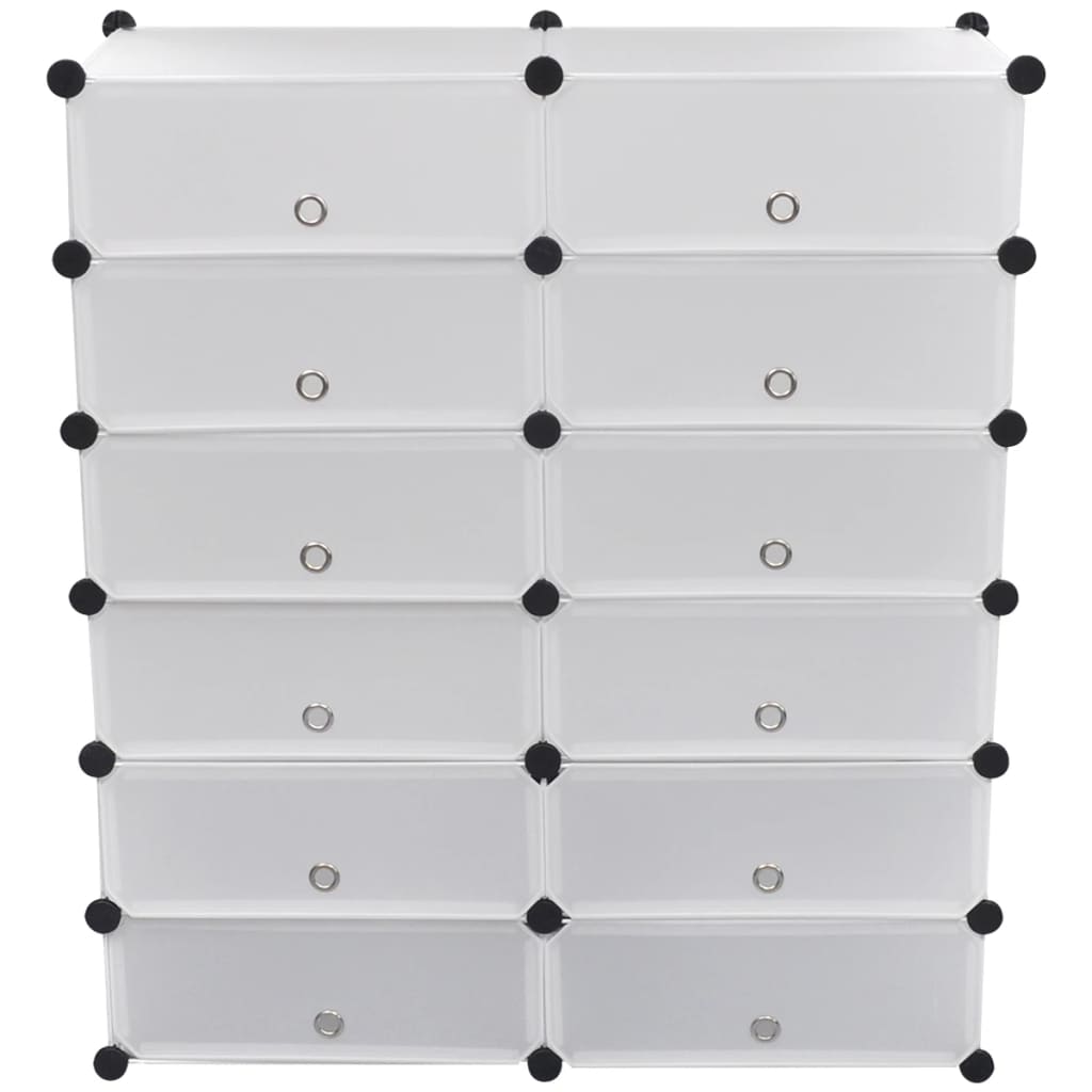 Dulap modular încălțăminte cu 12 compartimente 92x37x105 cm, alb