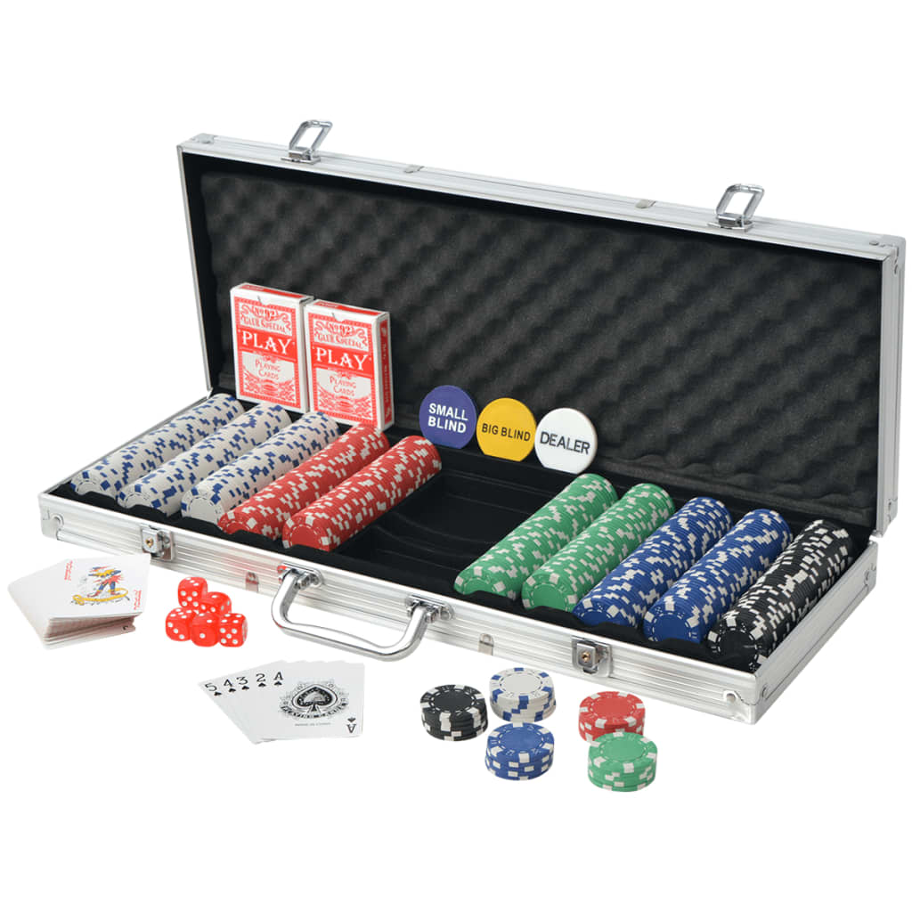 vidaXL Set de poker cu 500 de jetoane din aluminiu
