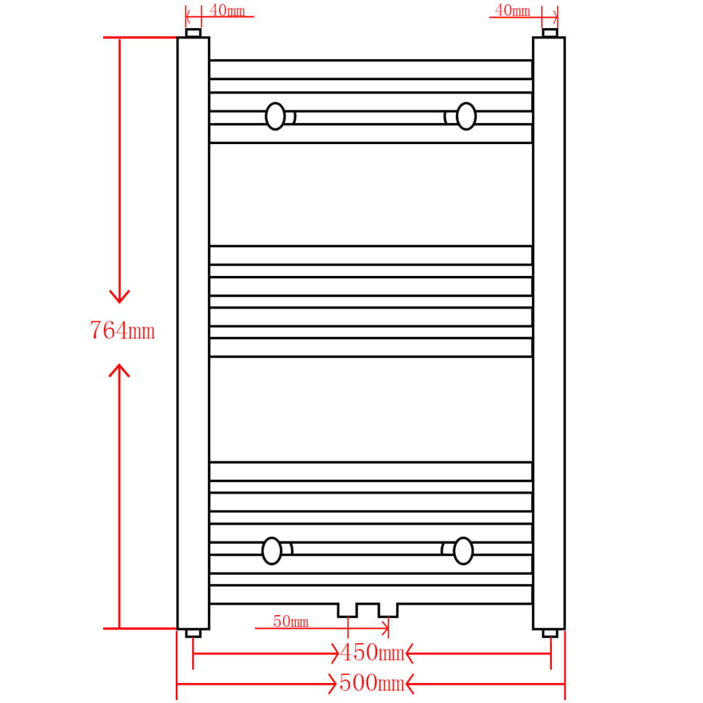 Radiator port-prosop încălzire centrală baie, drept, 500 x 764 mm
