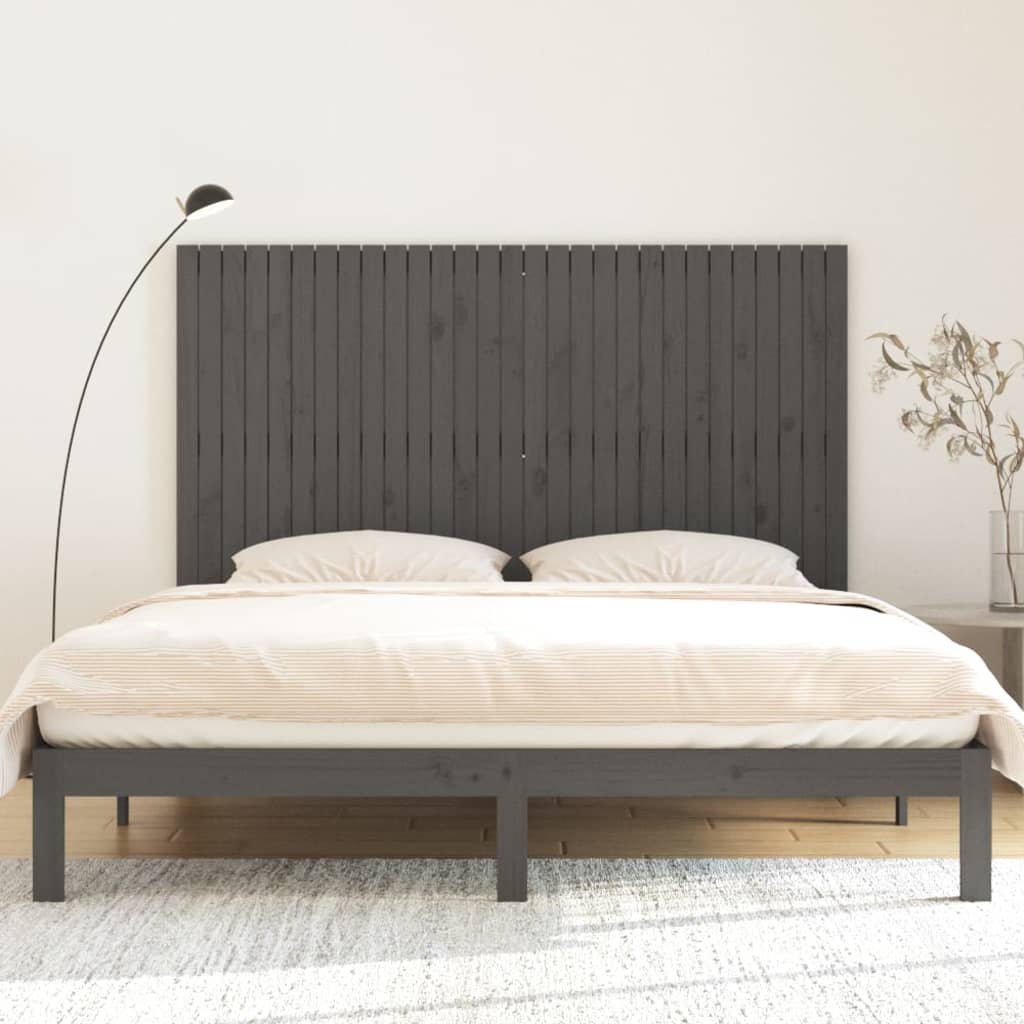 vidaXL Tăblie de pat pentru perete, gri, 185x3x110 cm, lemn masiv pin
