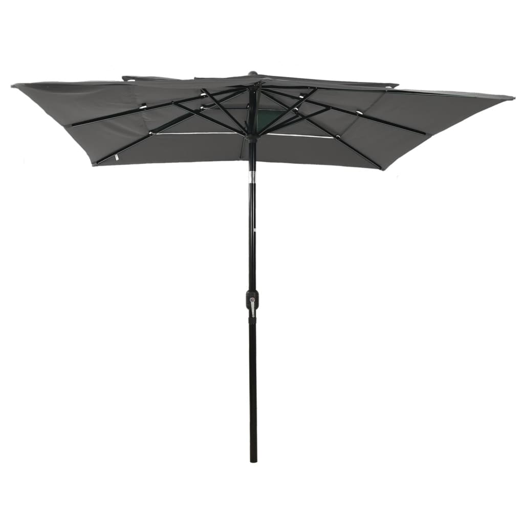 vidaXL Umbrelă de soare 3 niveluri, stâlp aluminiu, antracit 2,5x2,5 m