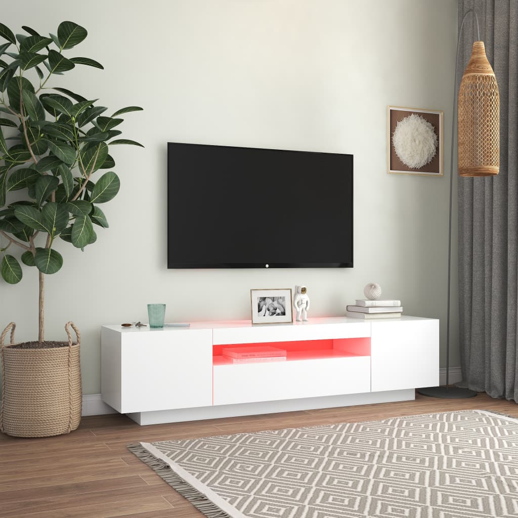 vidaXL Comodă TV cu lumini LED, alb, 160x35x40 cm