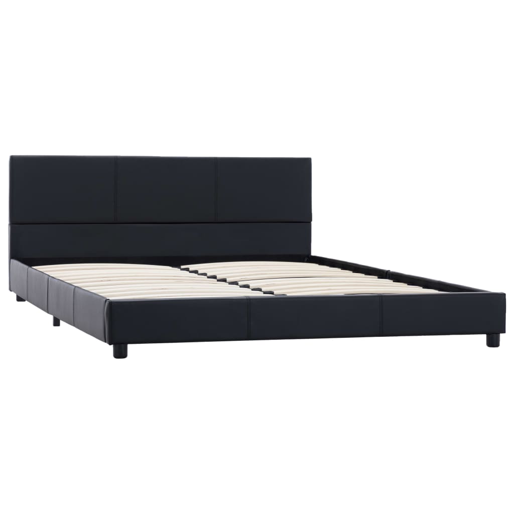 vidaXL Cadru de pat, negru, 140x200 cm, piele ecologică