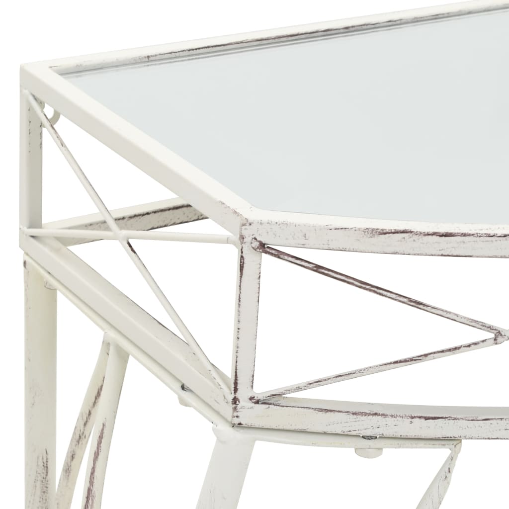 vidaXL Masă laterală stil franțuzesc, alb, 82 x 39 x 76 cm, metal