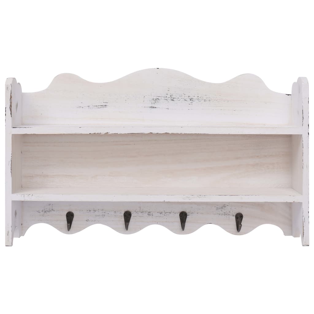 vidaXL Cuier de perete, alb, 50 x 10 x 30 cm, lemn