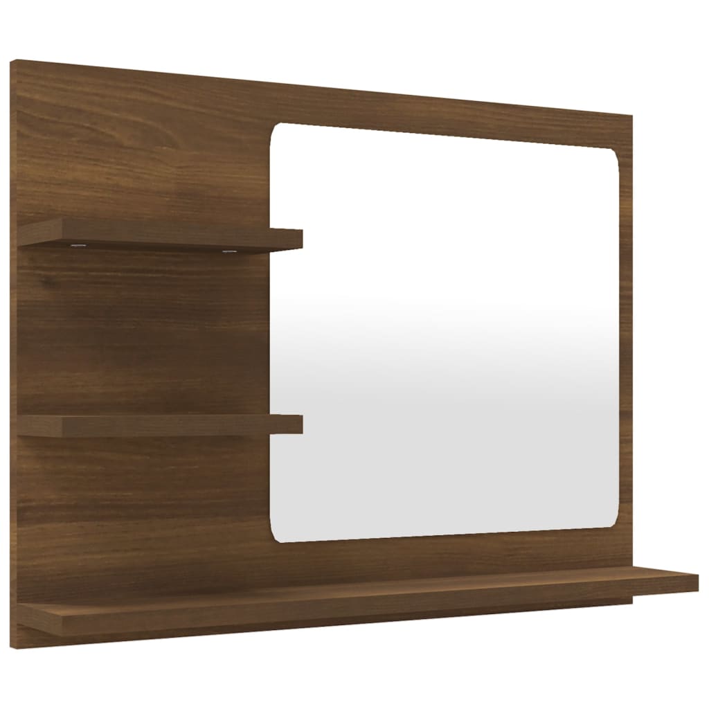 vidaXL Oglindă de baie, stejar maro, 60x10,5x45 cm, lemn compozit
