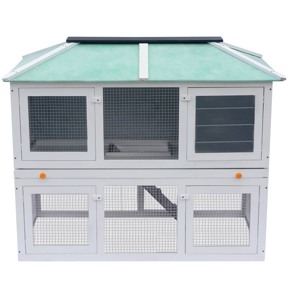 vidaXL Cușcă pentru iepuri și alte animale, cu două niveluri, lemn