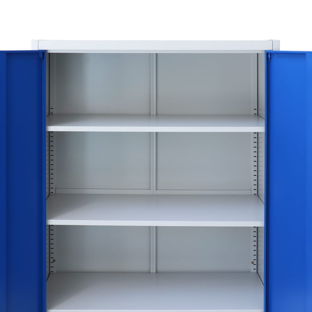 vidaXL Dulap de birou, metal, 90 x 40 x 140 cm, gri și albastru