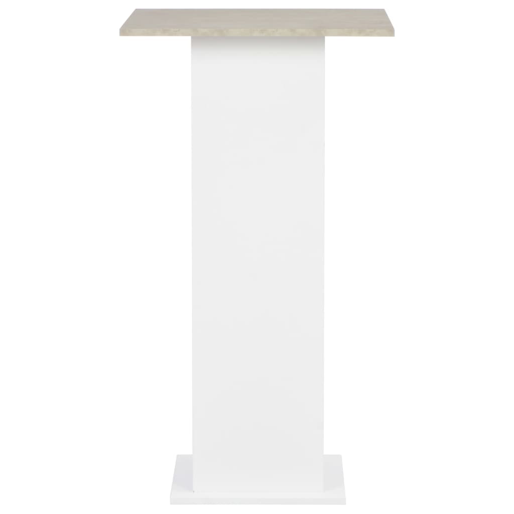 vidaXL Masă de bar, alb și gri beton, 60 x 60 x 110 cm