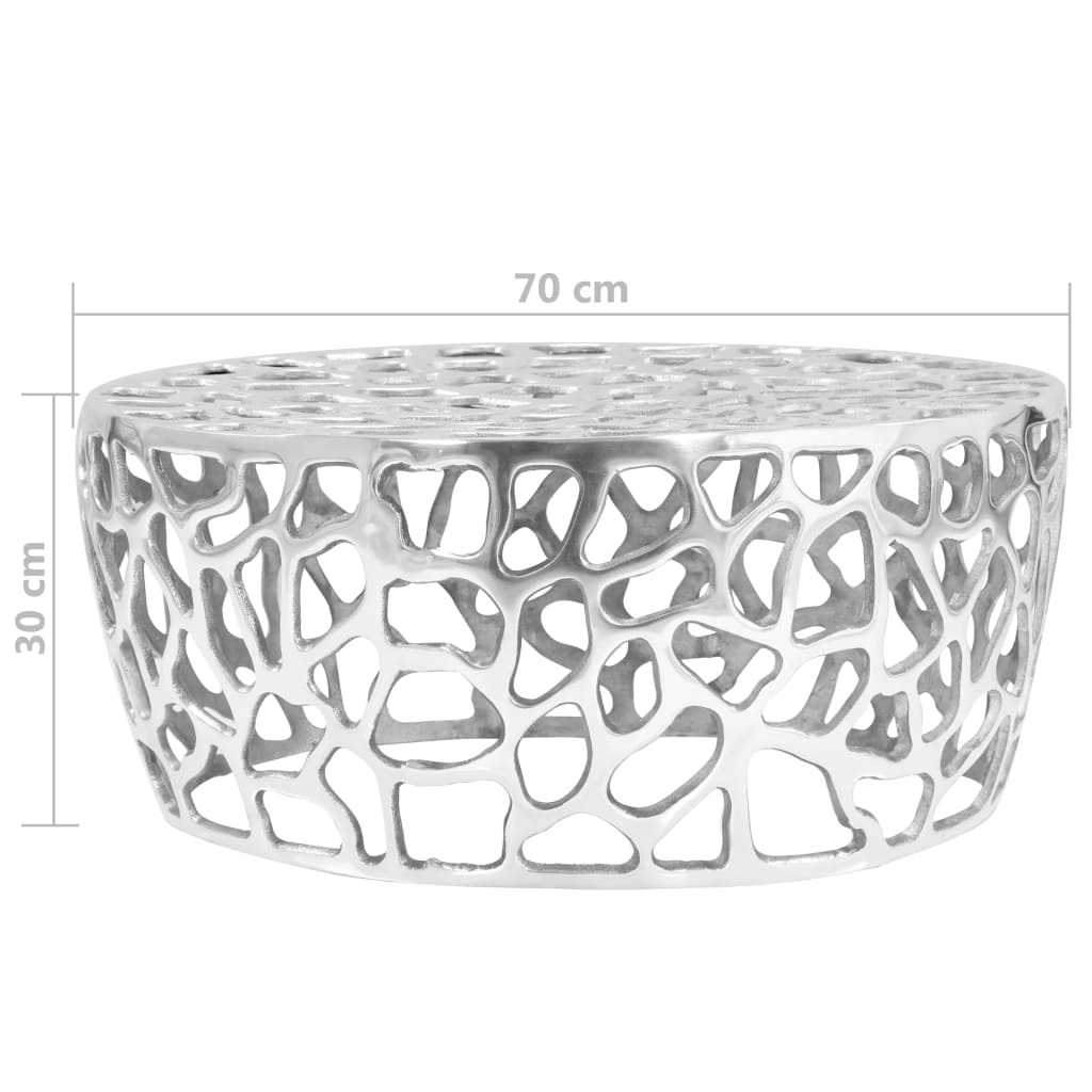 vidaXL Măsuță de cafea, argintiu, 70 x 30 cm, aluminiu turnat
