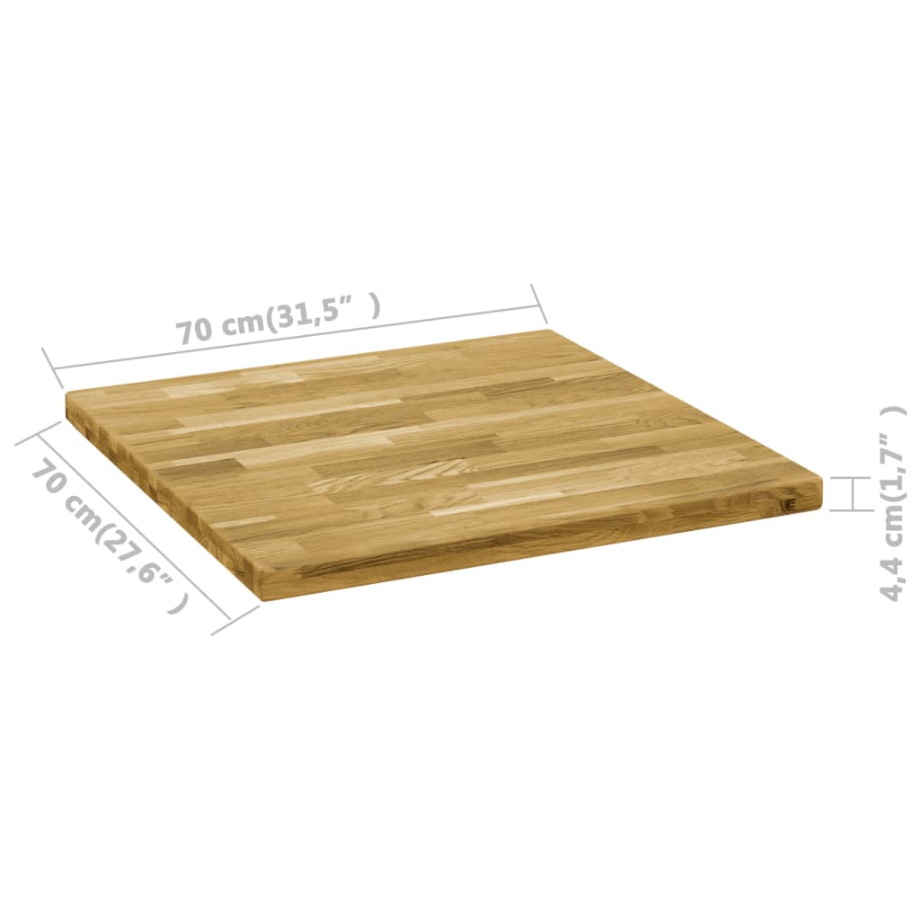 vidaXL Blat de masă, lemn masiv de stejar, pătrat, 44 mm, 70x70 cm