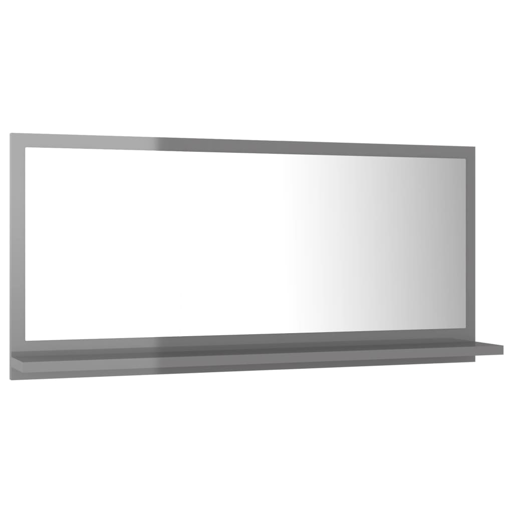 vidaXL Oglindă de baie, gri extralucios, 80 x 10,5 x 37 cm, PAL