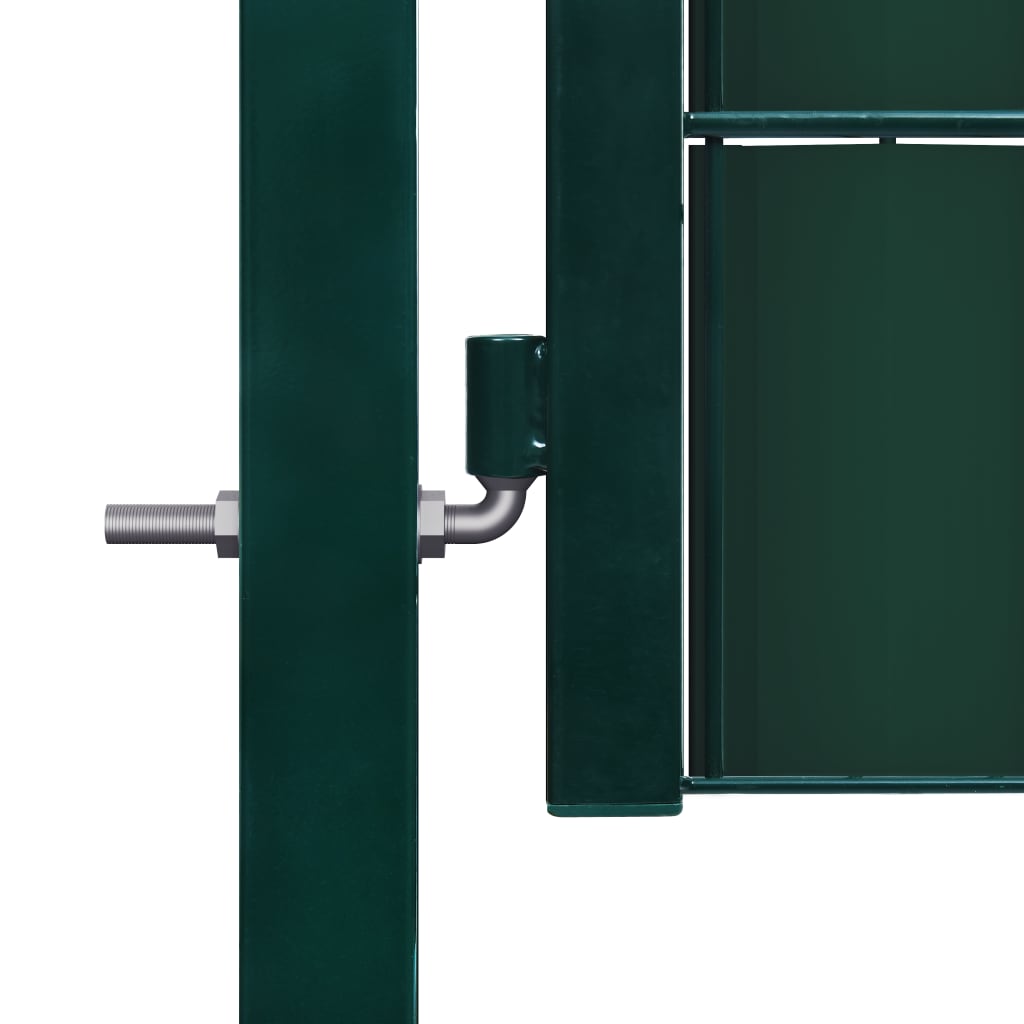 vidaXL Poartă de gard, verde, 100x81 cm, PVC și oțel