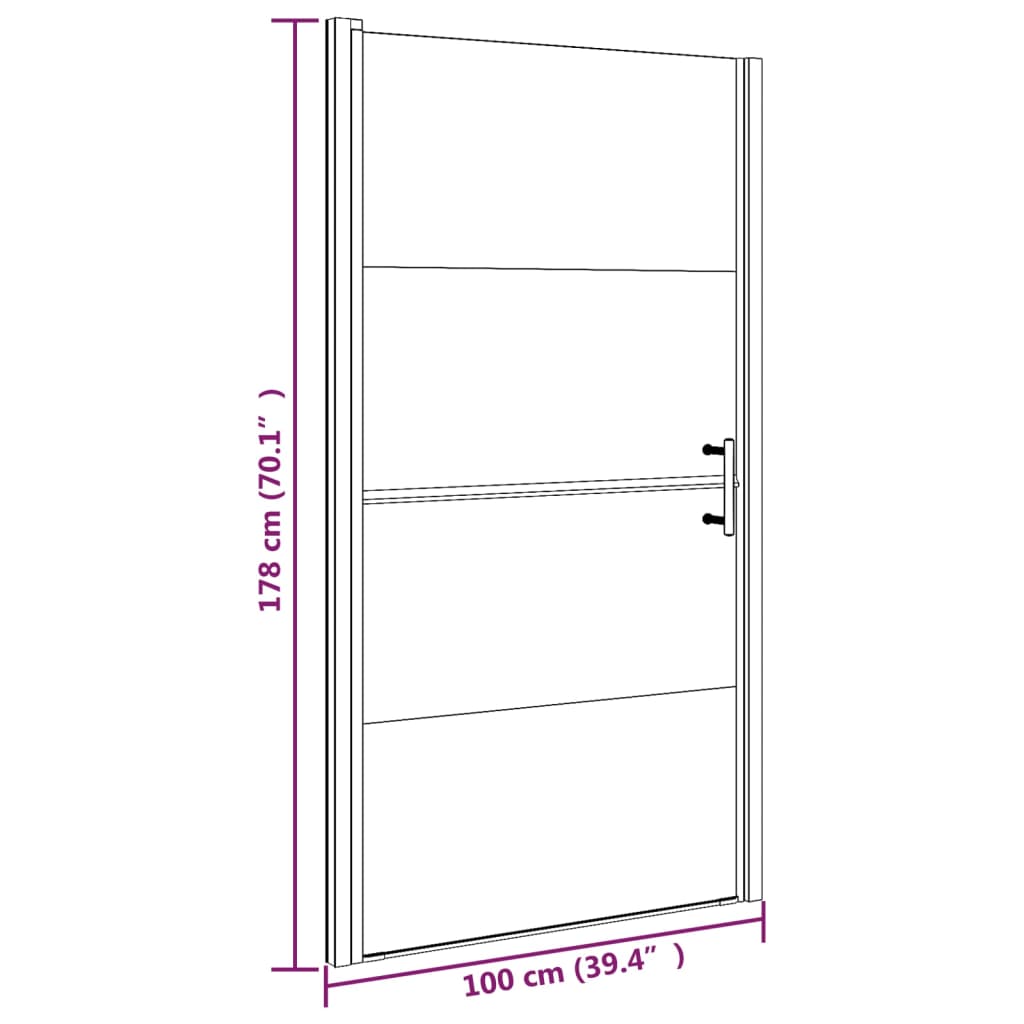 vidaXL Ușă de duș, 100x178 cm, negru, sticlă securizată semi-mată
