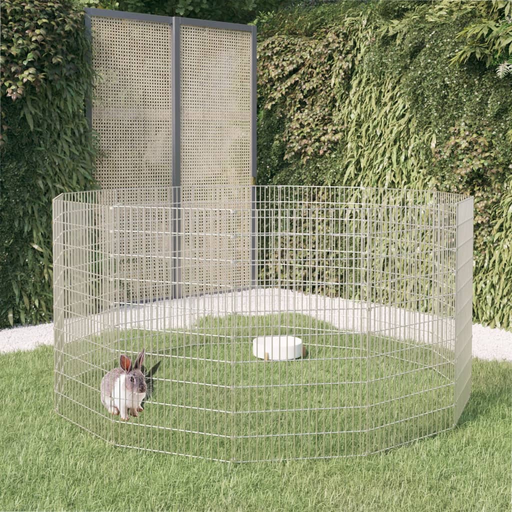 vidaXL Cușcă pentru iepuri, 12 panouri, 54x100 cm, fier galvanizat