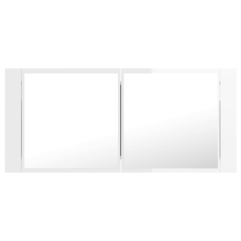 vidaXL Dulap de baie cu oglindă și LED alb extralucios 100x12x45 acril