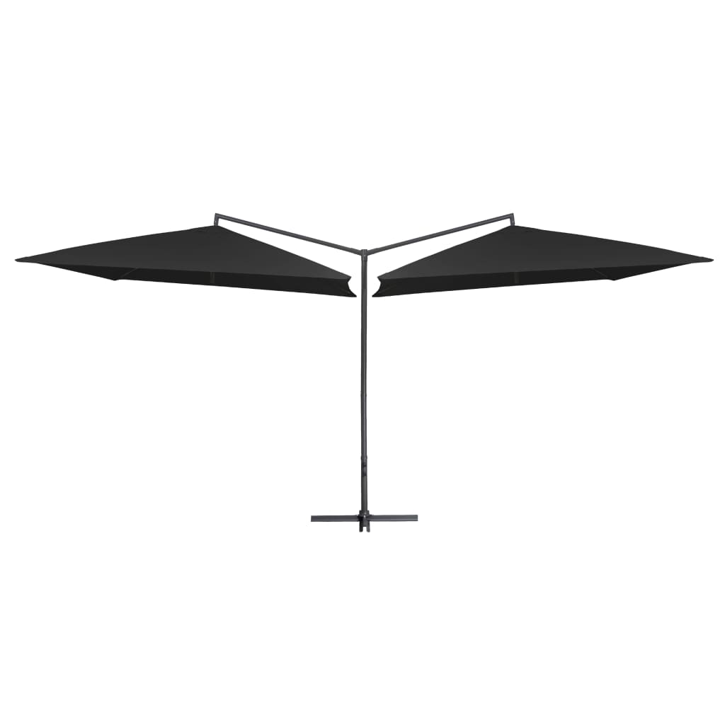 vidaXL Umbrelă de soare dublă, stâlp din oțel, negru, 250 x 250 cm