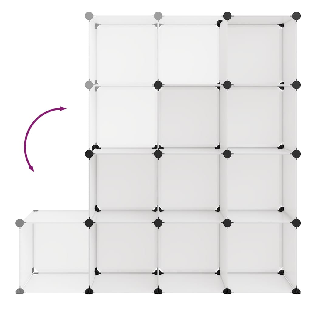 vidaXL Organizator cub de depozitare, 12 cuburi, transparent, PP