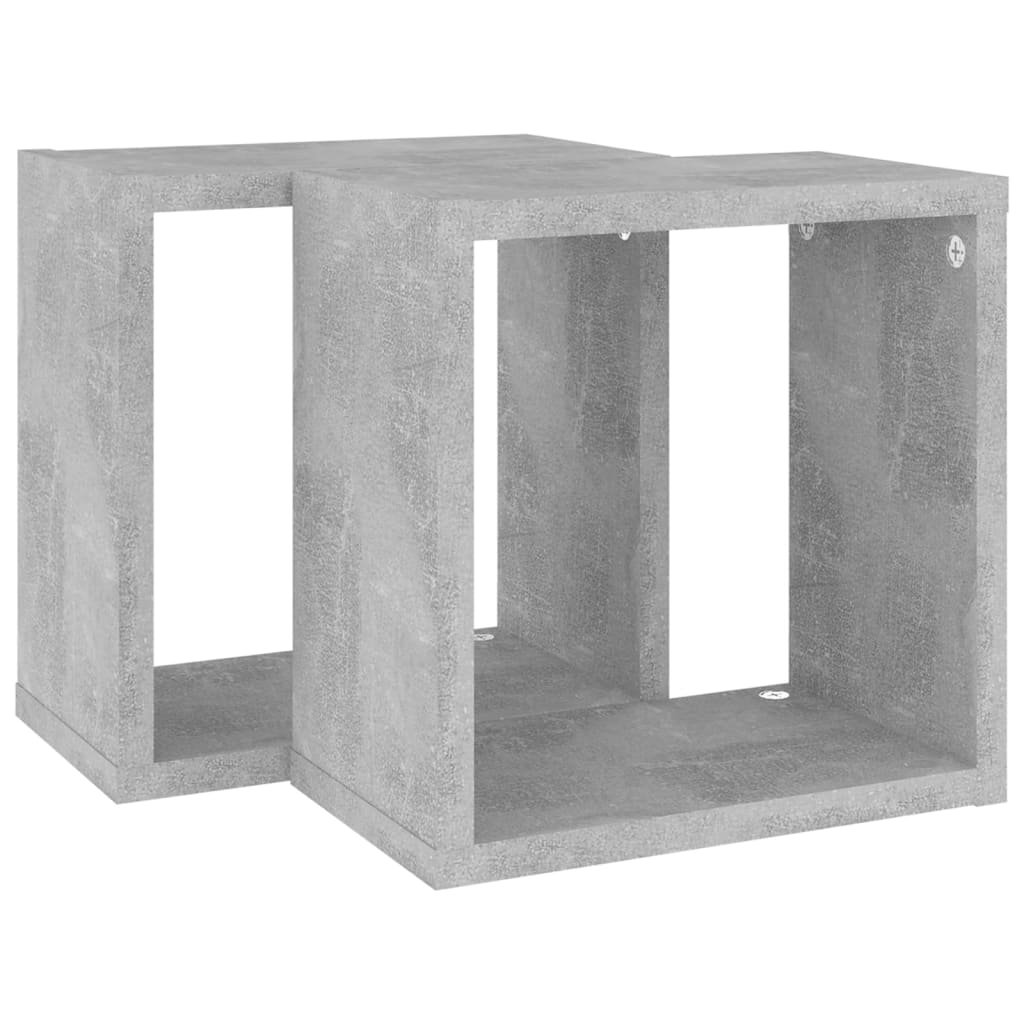 vidaXL Rafturi de perete cub, 2 buc., gri beton, 26x15x26 cm