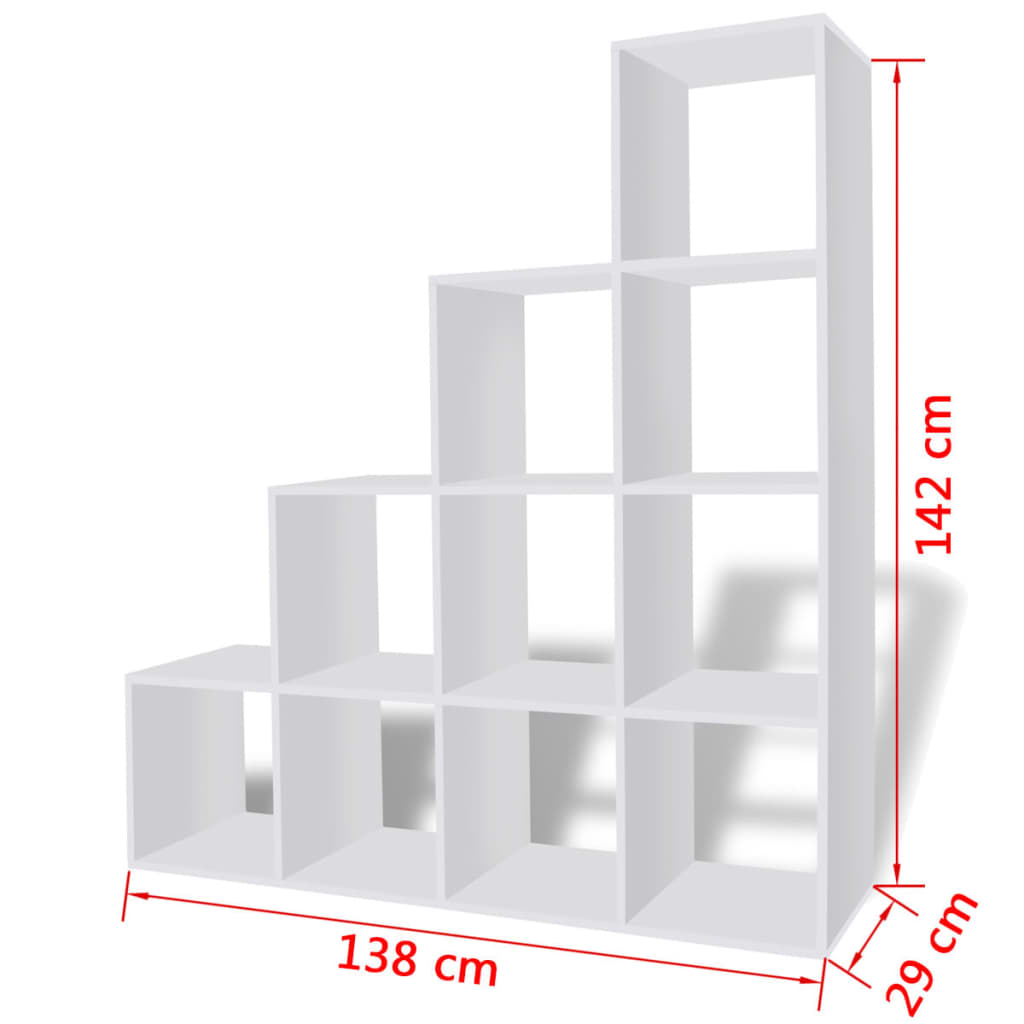 vidaXL Bibliotecă tip scară/Raft de expunere, alb, 142 cm