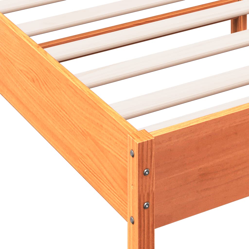 vidaXL Cadru de pat cu tăblie, maro ceruit, 90x200 cm, lemn masiv pin