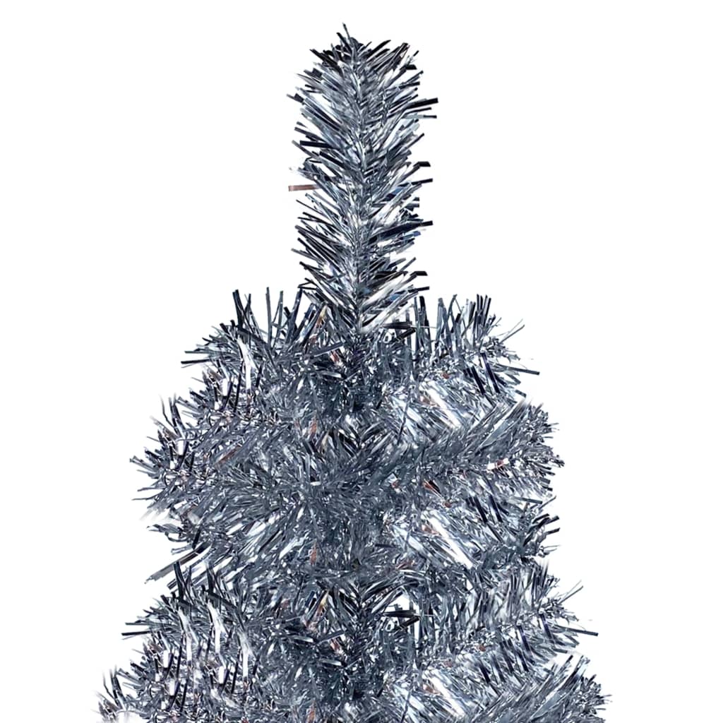 vidaXL Brad de Crăciun pre-iluminat slim, argintiu, 120 cm