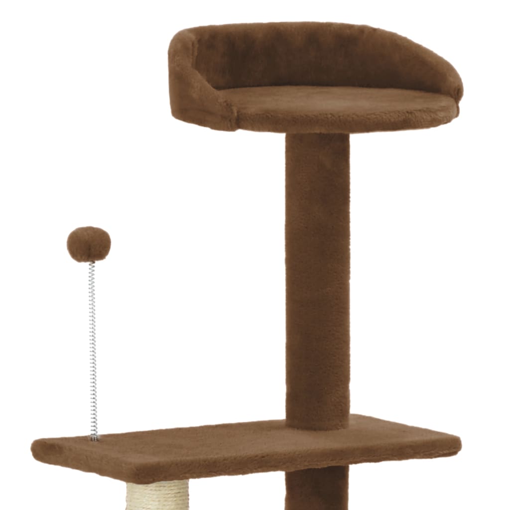 vidaXL Ansamblu pentru pisici, stâlp cu funie de sisal, maro, 125 cm