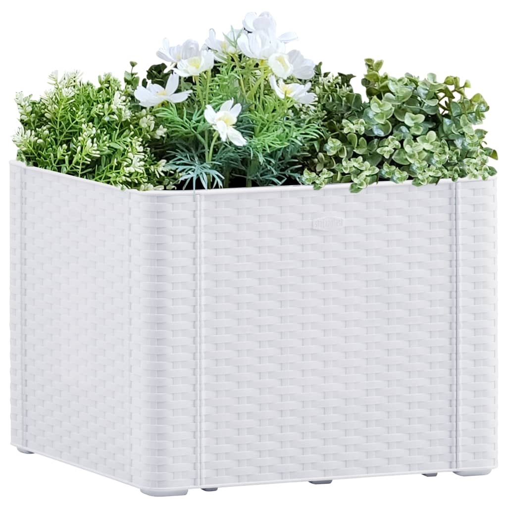 vidaXL Strat înălțat grădină sistem auto-udare, alb, 43 x 43 x 33 cm