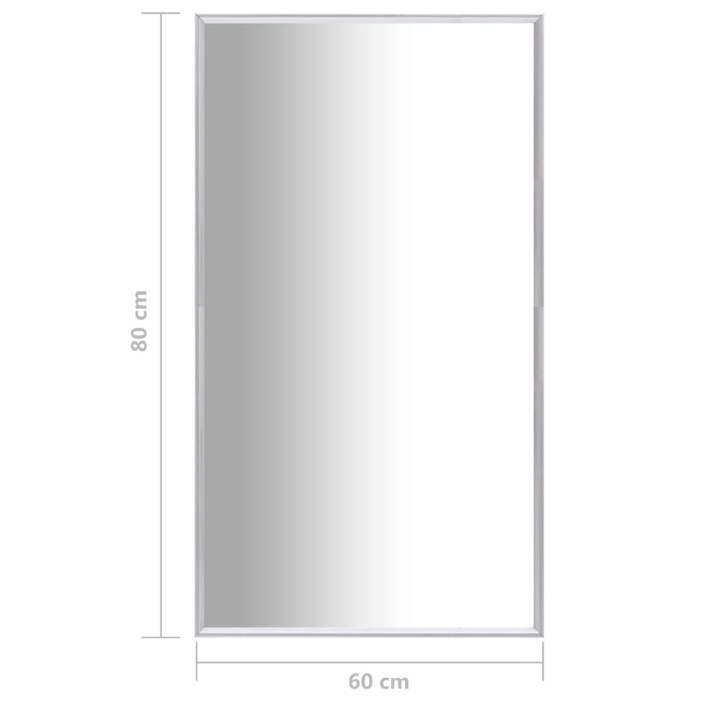 vidaXL Oglindă, argintiu, 80x60 cm