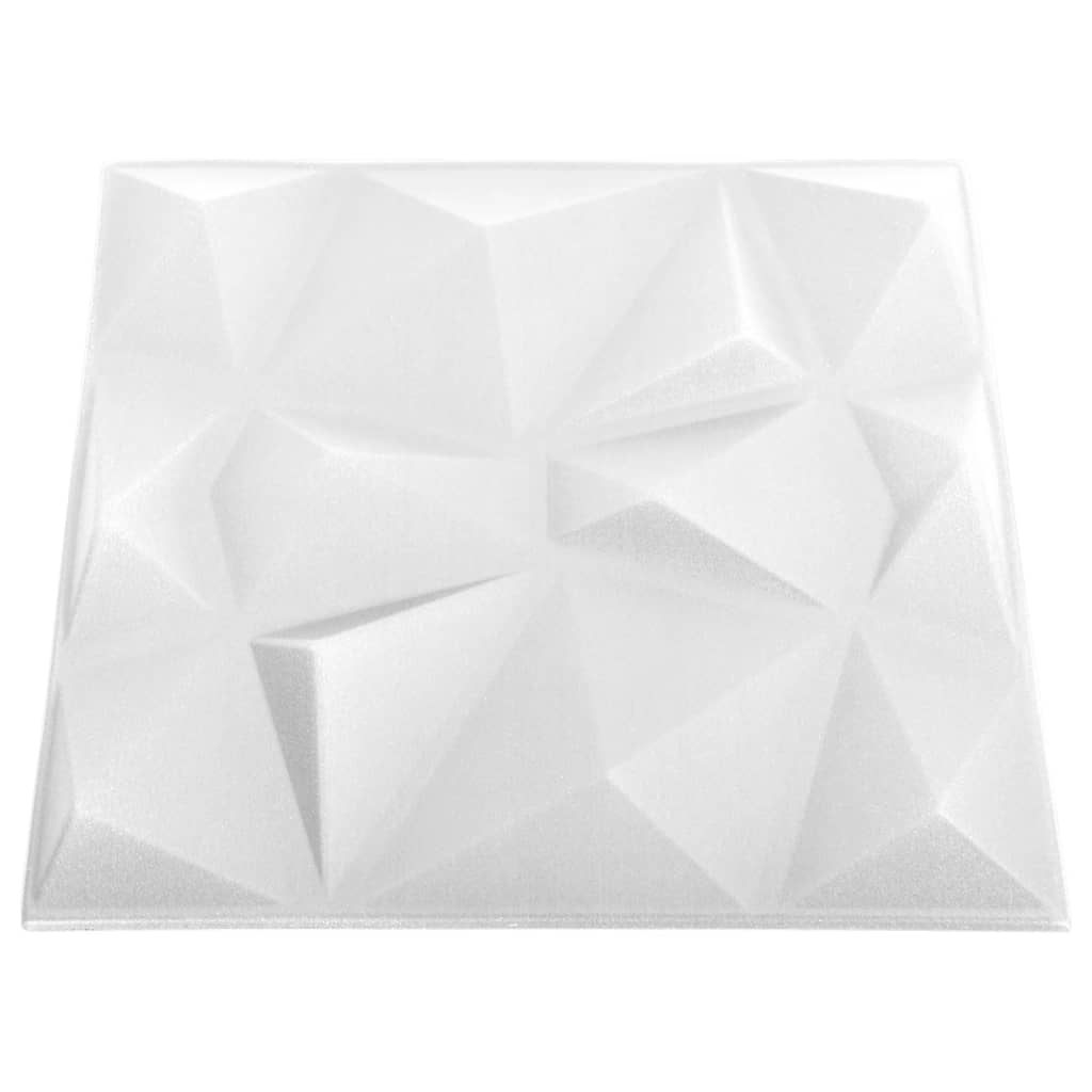 vidaXL Panouri de perete 3D 48 buc. alb 50x50 cm model diamant 12 m²