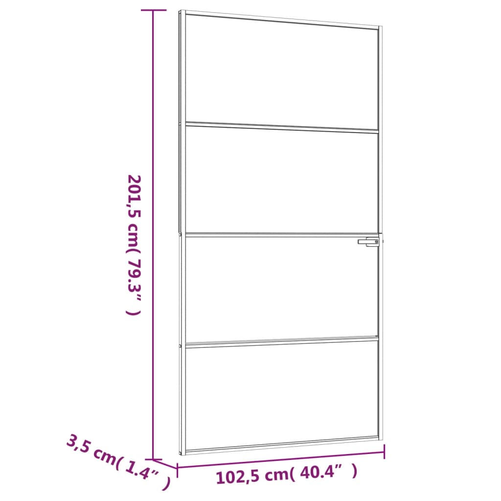 vidaXL Ușă de interior negru 102x201,5cm sticlă securiz./aluminiu slim