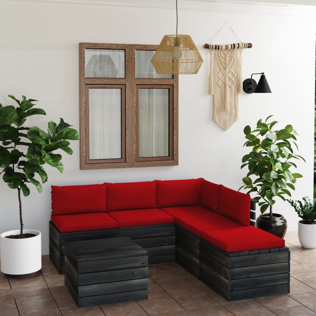 vidaXL Set mobilier grădină paleți cu perne 6 piese lemn masiv pin