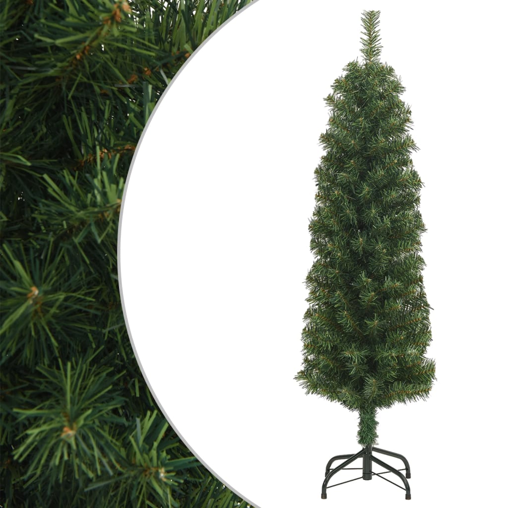 vidaXL Brad de Crăciun artificial slim cu suport, verde, 120 cm, PVC