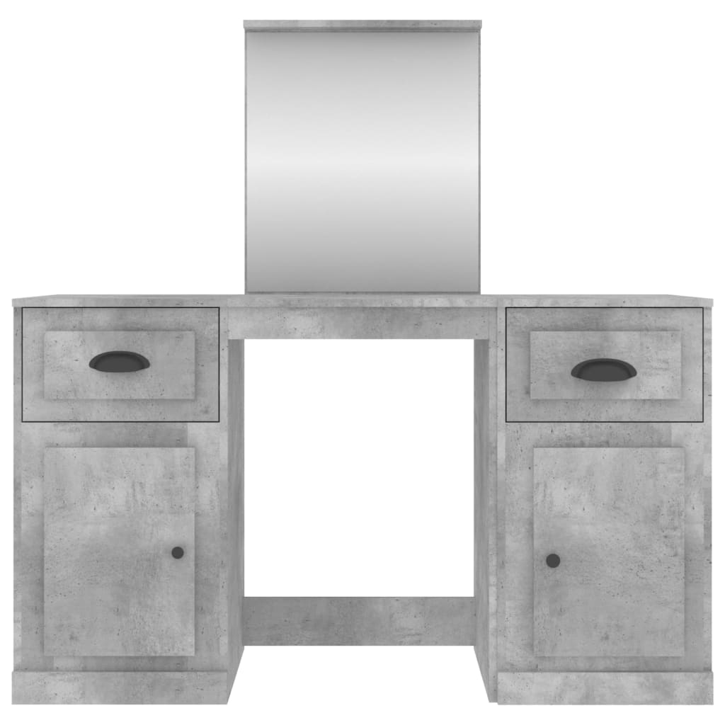 vidaXL Masă de toaletă cu oglindă, gri beton, 130x50x132,5 cm