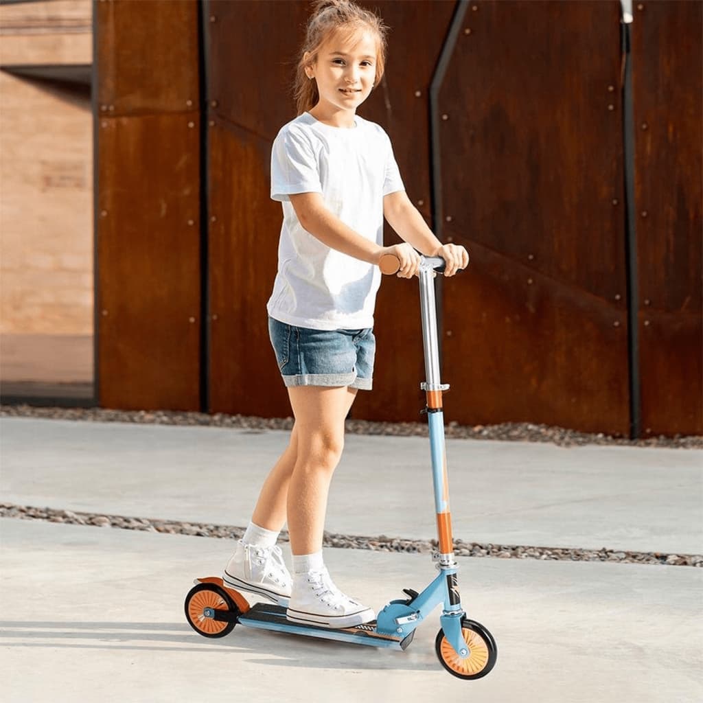 441949 XQ Max Foldable Scooter with Foot Brake Blue and Orange