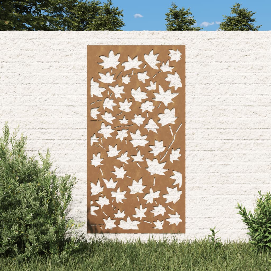 vidaXL Decor de perete 105x55 cm design frunze arțar oțel Corten