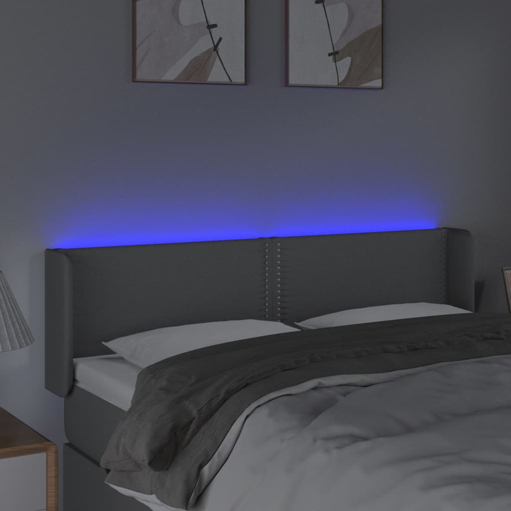 vidaXL Tăblie de pat cu LED, gri deschis, 147x16x78/88 cm, textil